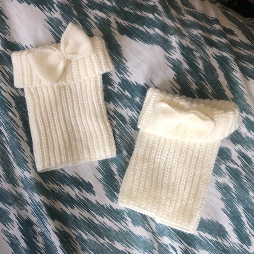 Knit bow sweater boot topper